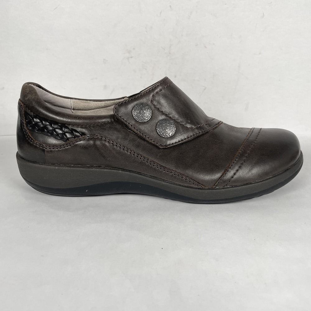Aetrex Karina Shoes Womens Size 9 Brown Leather Comfort Slip On Casual Loafers